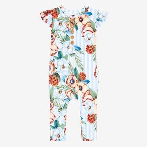 Posh Peanut Henley Romper & Lovey Victoria / June